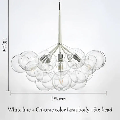 Modern brass bubble chandelier with six clear glass globe bulbs and white chrome frame for bedroom lighting decorbites bubble chandelier