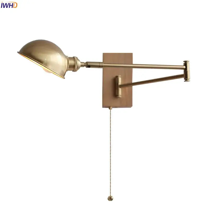Modern brass canopy led wall light with adjustable domed shade and pull chain switch for bedroom decorbites canopy led wall