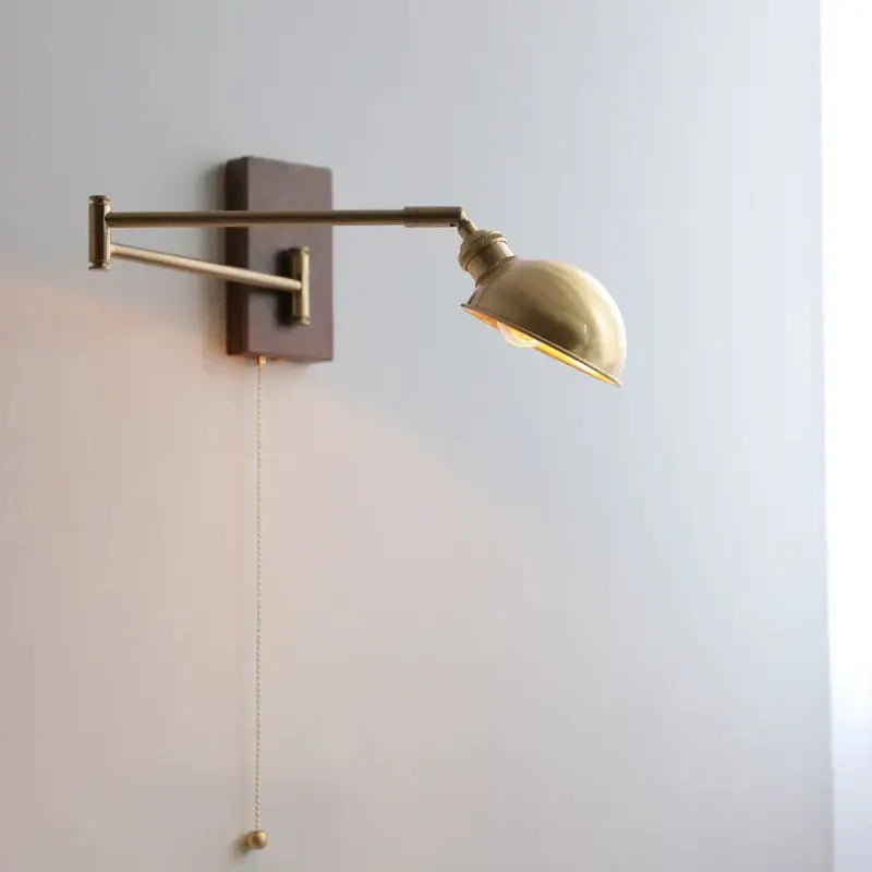 Modern brass canopy led wall light with adjustable arm and pull chain switch for bedroom decorbites canopy led wall use