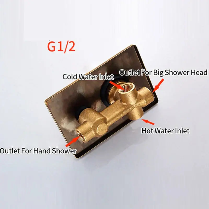 Modern brass concealed 3 way shower mixer set in brass color with multiple outlets for enhanced showering experience by decorbites brass concealed