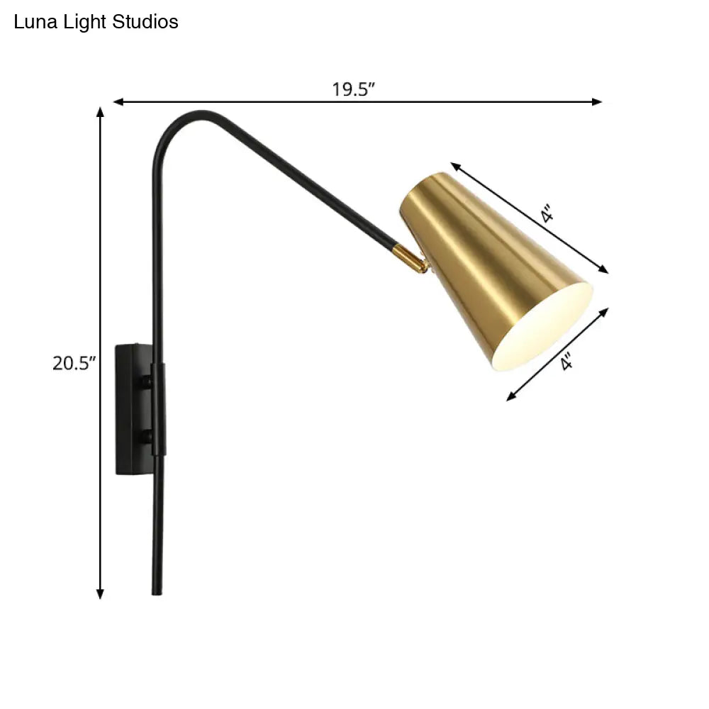 DecorBites™ DecorBites™ Modern Brass Cone Wall Mount Sconce Light Fixture for Living Room