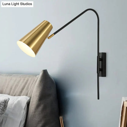 DecorBites™ DecorBites™ Modern Brass Cone Wall Mount Sconce Light Fixture for Living Room