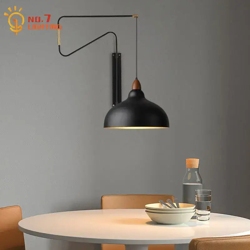 Modern brass copper adjustable wall lamp with black matte finish and wooden accent for living room decorbites copper adjustable wall