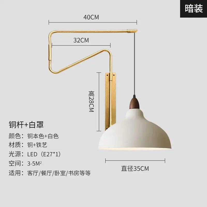 Modern brass copper adjustable wall lamp with white ceramic shade for living room decorbites copper adjustable lighting