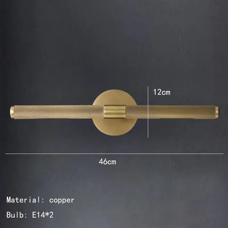 Modern brass copper mirror wall lamp featuring a sleek copper brushed finish with two e14 bulbs for bedroom or bathroom decorbites brass copper