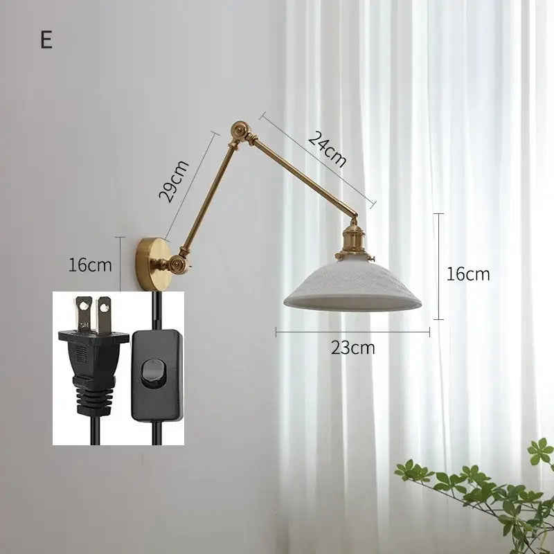 Modern brass copper swing arm wall sconce with adjustable brass finish and frosted ribbed glass shade for bedroom decorbites copper swing