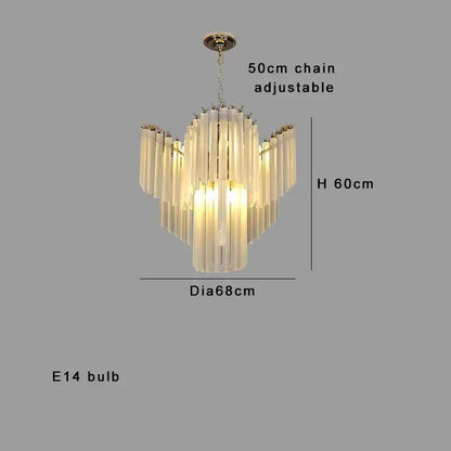 Modern brass crystal glass chandelier with cascading frosted glass tubes for elegant decorbites crystal glass lighting