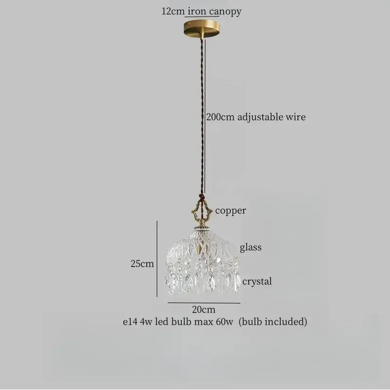 Modern brass crystal led ceiling light with delicate glass crystals and copper hardware for elegant bedroom decorbites ceiling light