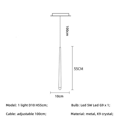 Modern brass crystal led pendant chandelier with metallic finish and k9 crystal accents for villa stairs decorbites crystal led