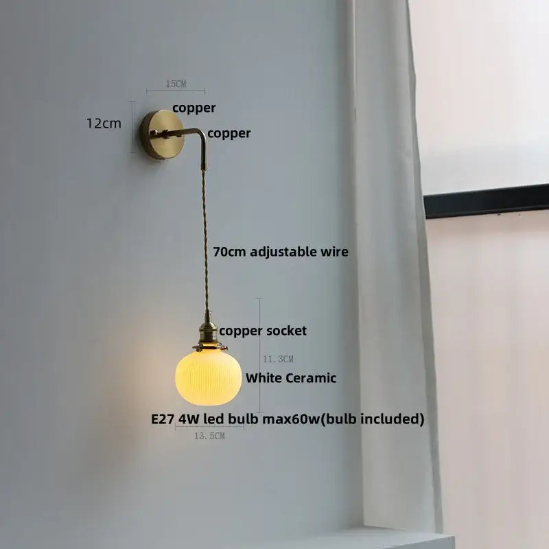 Modern brass crystal wall lamp with warm white ceramic pendant light and copper wall mount for bathroom mirror decorbites clear glass