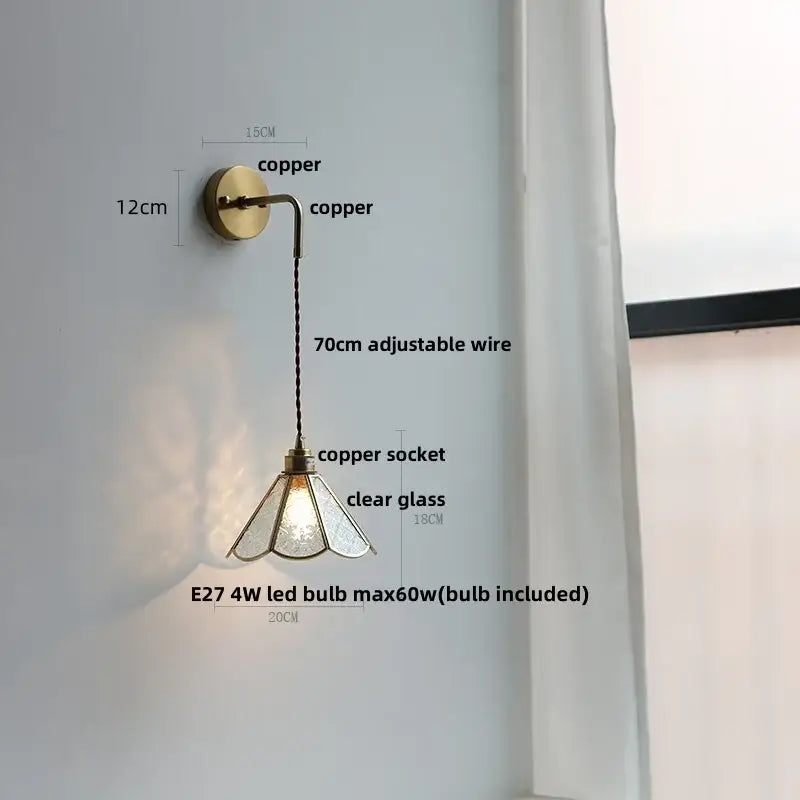 Modern brass cube led wall lights with vintage-style copper sconce and clear glass shade for bedroom decorbites led wall lighting