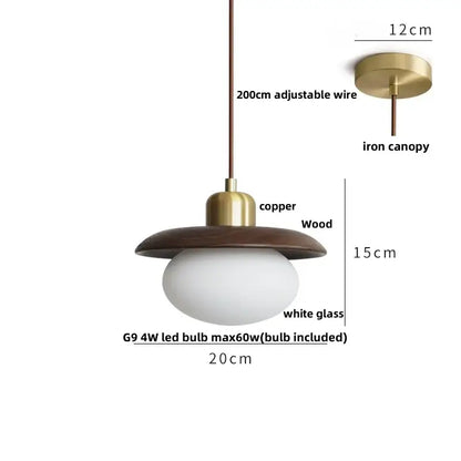 Modern brass and dark wood led wood pendant light with brass-finished copper and wood shade for dining room decorbites led wood