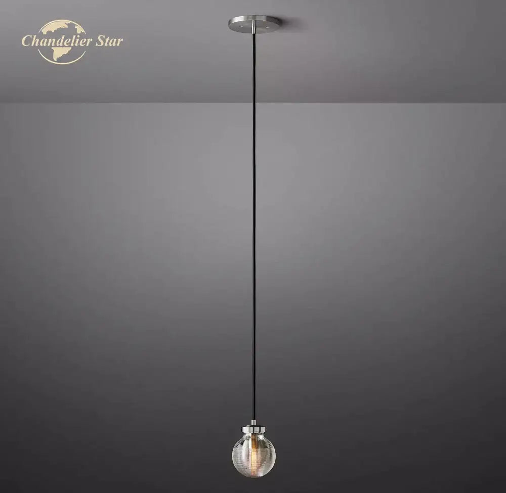 Modern brass decorbites crystal pearl pendant light with spherical glass bulb and polished chrome finish for kitchen use