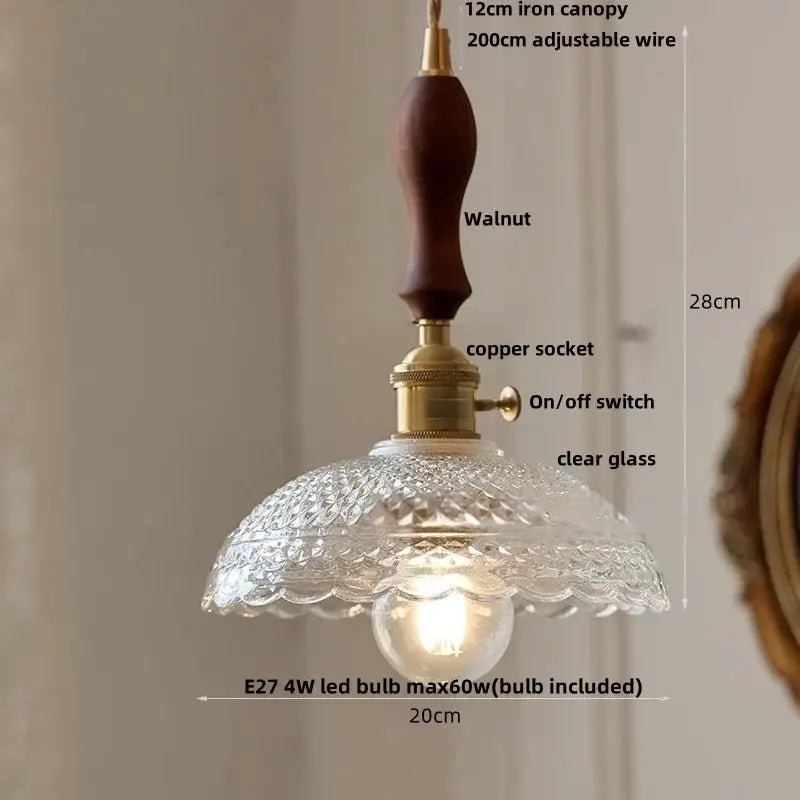 Modern brass decorbites cube amber glass pendant lamp with dark walnut canopy and brass hardware for dining room lighting