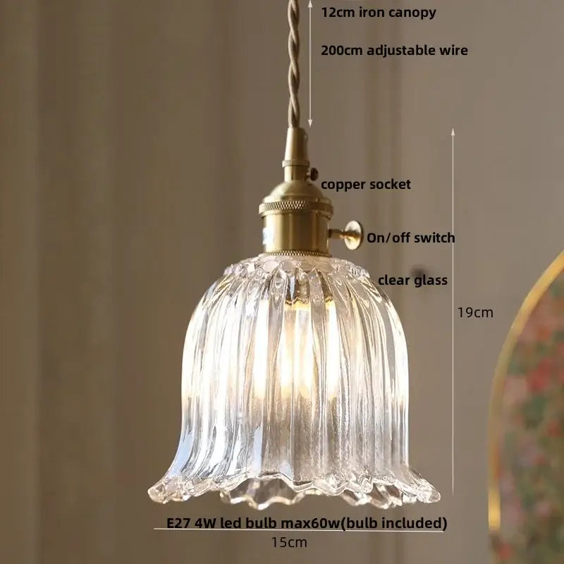 Modern brass decorbites cube amber glass pendant lamp with clear ribbed glass and brass-finished copper socket