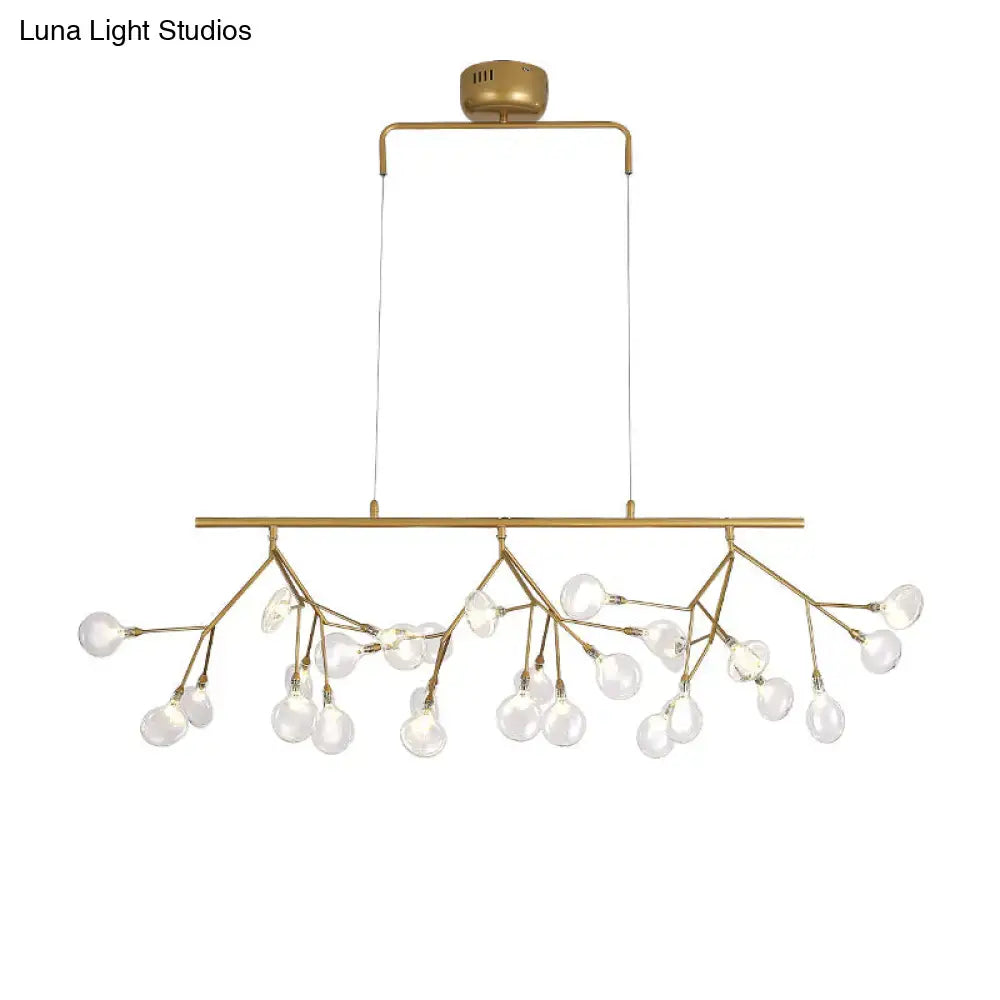 Decorbites 27-bulb island light with brass finish and clear glass globe bulbs 220v-240v 110v-120v hanging lamp