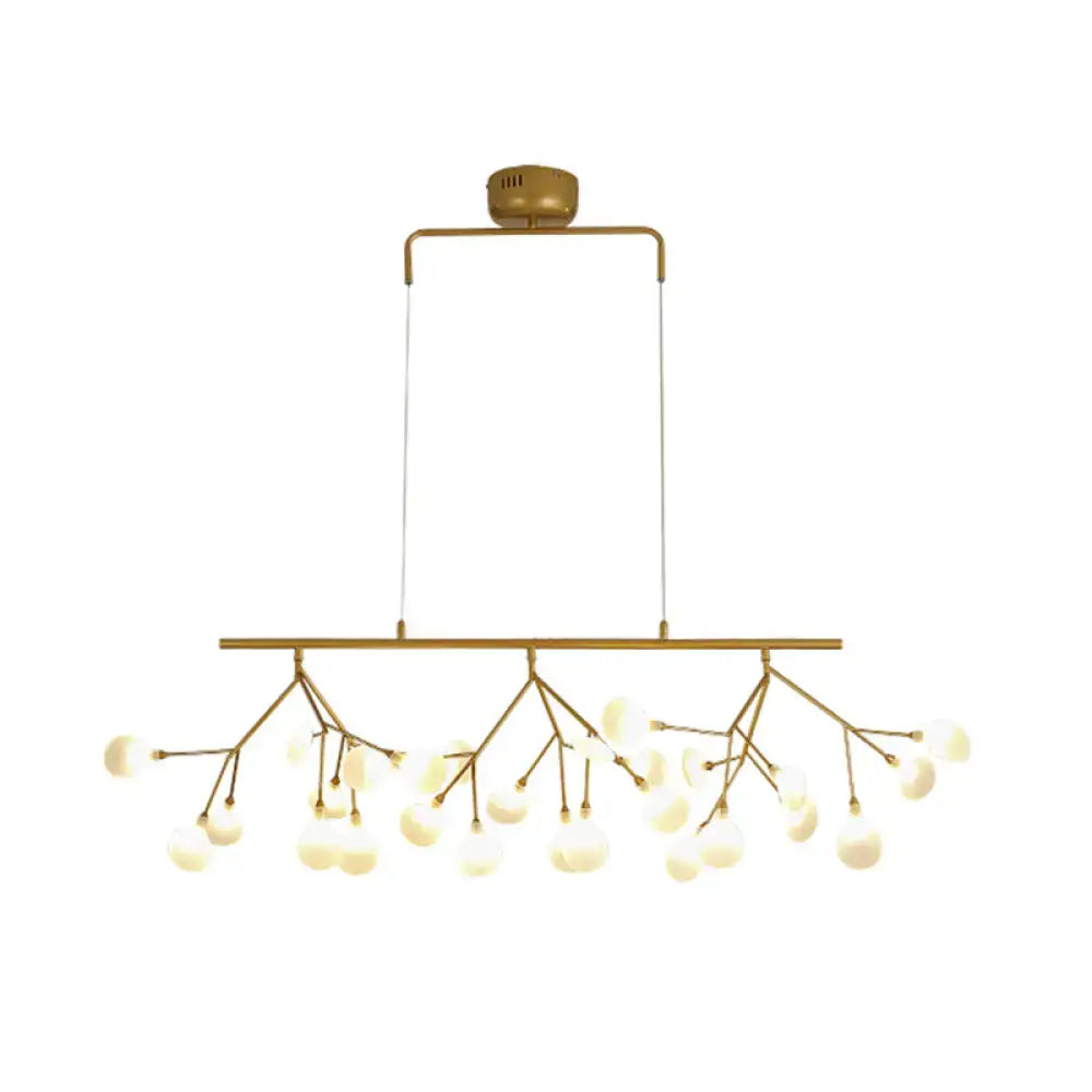 Gold-toned brass finish DecorBites 27-bulb island light with frosted glass globes minimalist branch design 220v-240v 110v-120v