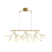 Gold-toned brass finish DecorBites 27-bulb island light with frosted glass globes minimalist branch design 220v-240v 110v-120v
