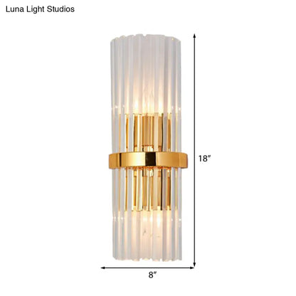 DecorBites™ DecorBites™ Modern Brass Finished Wall Mounted Sconce Lighting with Clear Crystal Shade - Set of 2