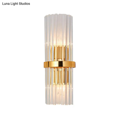 DecorBites™ DecorBites™ Modern Brass Finished Wall Mounted Sconce Lighting with Clear Crystal Shade - Set of 2