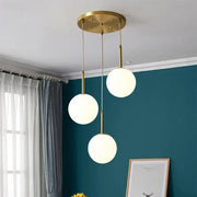 Modern brass glass ball led chandelier with three frosted glass globes for dining room pendant light decorbites glass ball