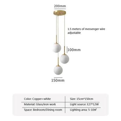 Modern brass glass ball led chandelier with gold-toned ceiling pendant and frosted glass spheres for dining room decorbites glass ball