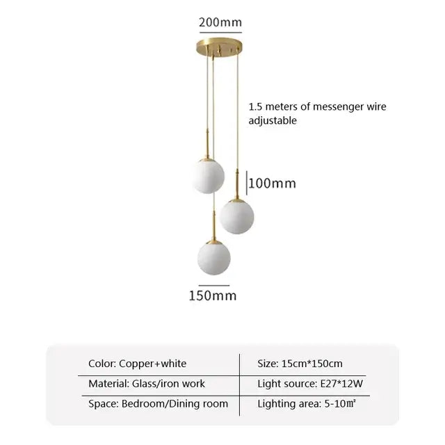 Modern brass glass ball led chandelier with gold-toned ceiling pendant and frosted glass spheres for dining room decorbites glass ball