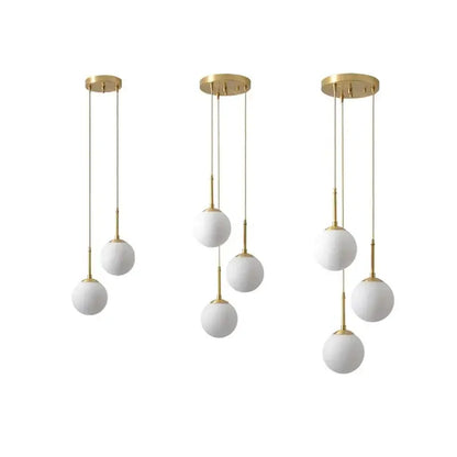 Modern brass glass ball led chandelier with gold finish and frosted white spherical shades for dining room decorbites glass ball