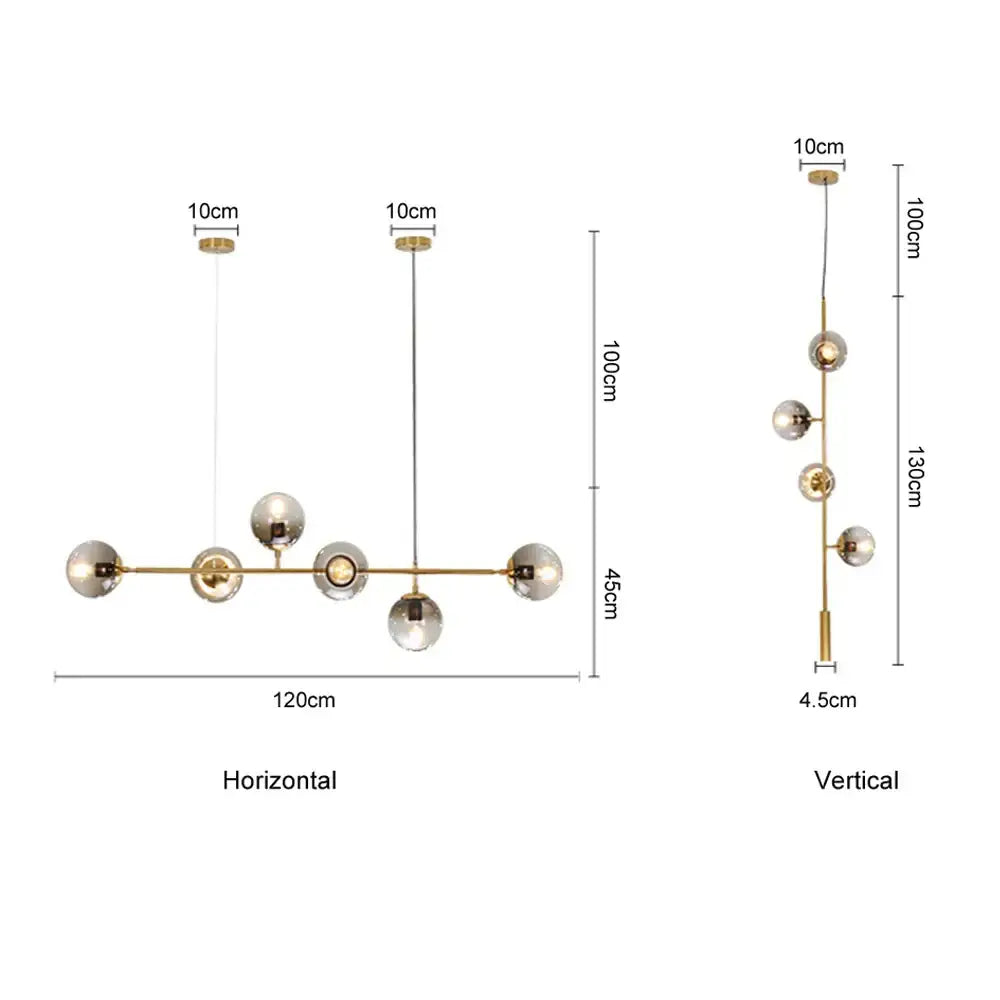 Modern brass glass ball led chandelier with gold-toned spherical globes for elegant dining room decorbites glass ball lighting