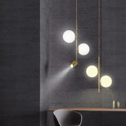 Modern brass glass ball led chandelier with four frosted globes and spotlight fixture for dining room decorbites led chandelier