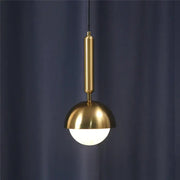 A modern brass glass ball led pendant chandelier with a polished stem and dome shade for dining room decorbites decor