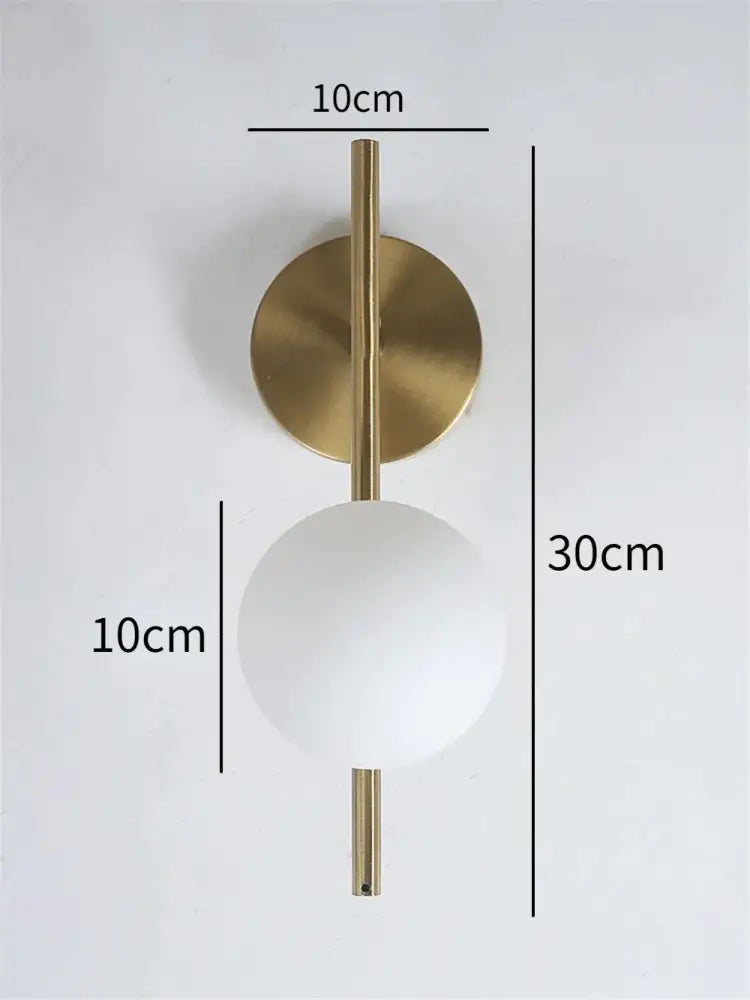 Modern brass glass ball led wall light with frosted white spherical glass shade for bedroom decorbites glass ball