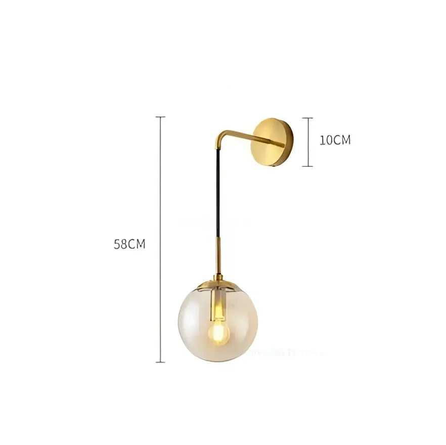 Modern brass glass ball led wall light with gold-toned sconce and frosted glass ball for stylish bedroom decorbites wall light