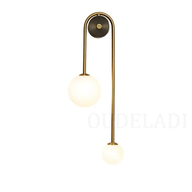Modern brass glass ball led wall light with two spherical frosted glass shades for bedroom wall light decorbites glass ball