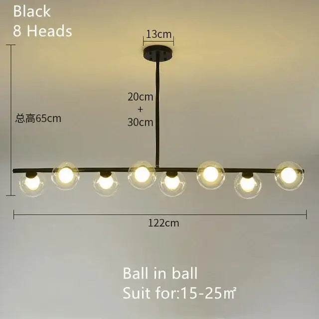 Black metal chandelier with eight clear glass globe bulbs modern brass glass ball pendant chandelier for dining room decorbites glass ball