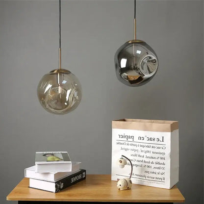 Modern brass glass ball pendant lights set of 2 with amber glass and chrome finish perfect for kitchen decorbites glass ball pendant