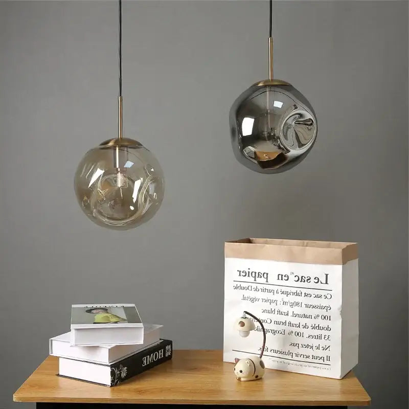 Modern brass glass ball pendant lights set of 2 with amber glass and chrome finish perfect for kitchen decorbites glass ball pendant