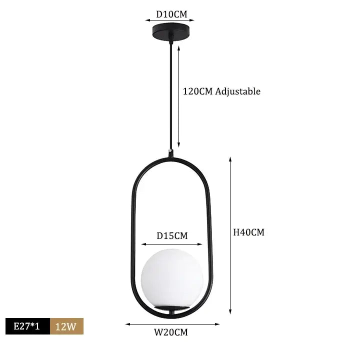 Black metal pendant lights with a white spherical glass globe for modern brass glass ball pendant decorbites lighting