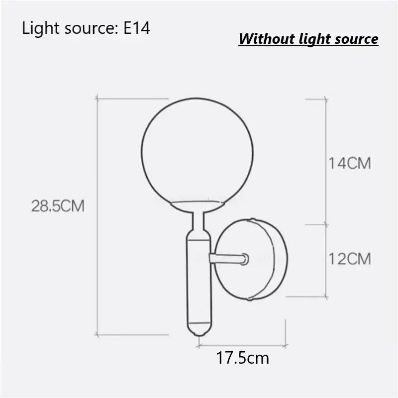Modern brass glass ball wall lamp with spherical glass globe and minimalist metal stem for stylish decorbites glass ball decor