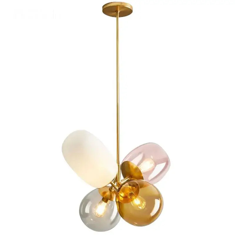 Modern brass glass balloon chandelier pendant light with brass rod and multicolor glass globes for living room decorbites glass balloon