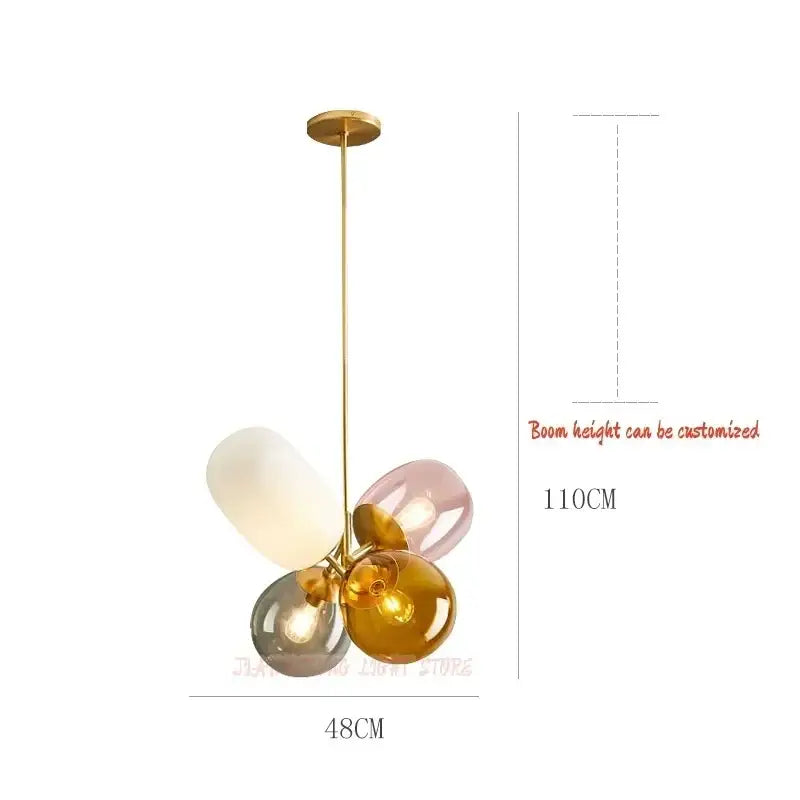Modern brass glass balloon chandelier with gold metal frame and colorful glass globes for living room decorbites glass balloon