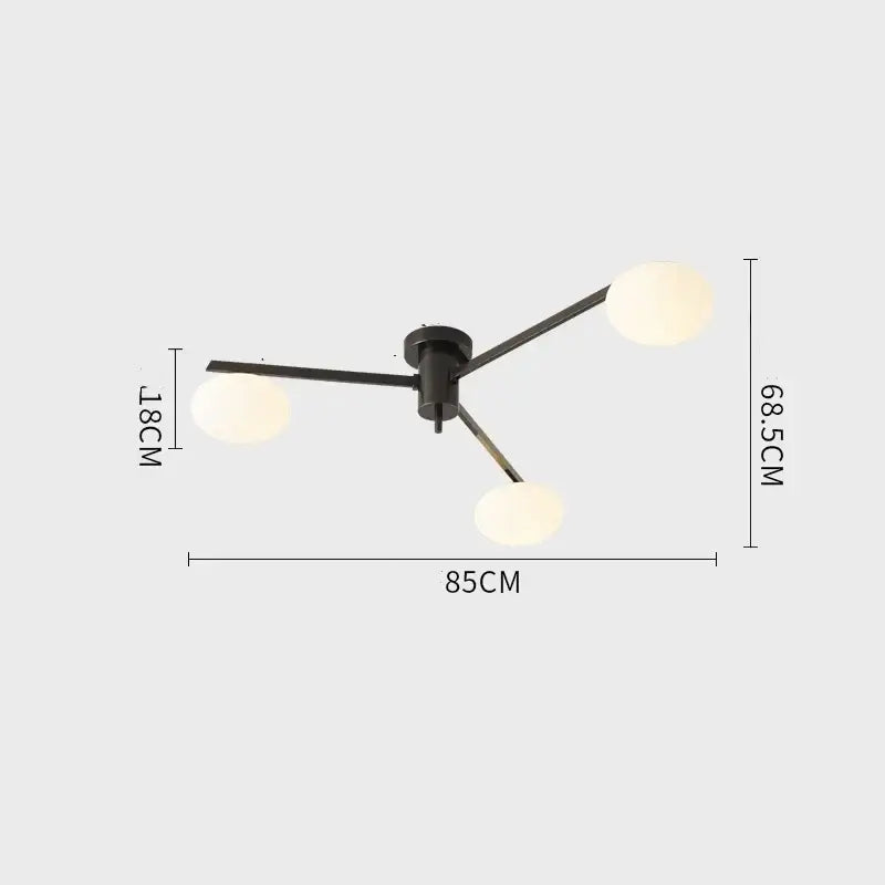 Modern black metal glass ceiling lamp with three frosted globes for living room decorbites brass glass ceiling light