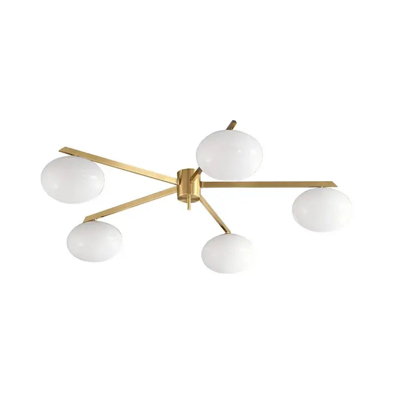 Modern brass glass ceiling lamp with five frosted globes for living room decorbites brass glass lighting fixture