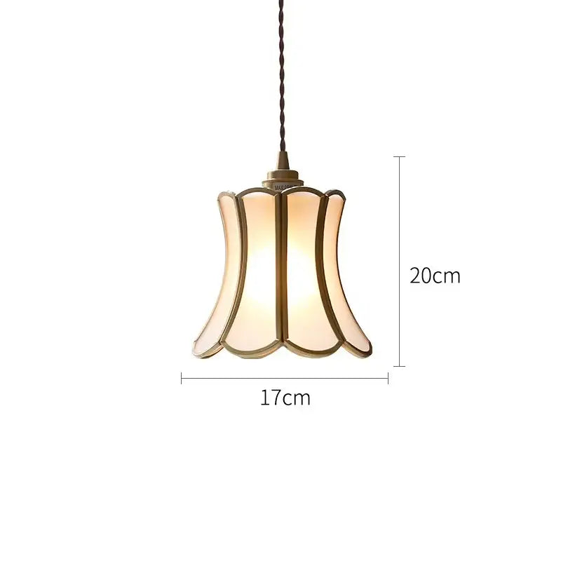 Modern brass glass copper led pendant light with amber glass shade and brass frame for dining room use
