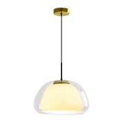 Modern brass glass jelly pendant lamp with clear glass dome and brass accents for dining room decorbites pendant lamp