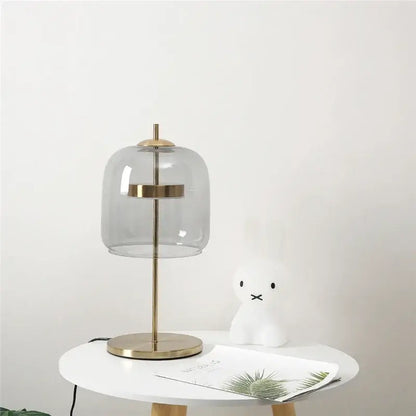 Modern brass glass lampshade led table lamp with clear glass dome and brass base for bedroom decor by decorbites glass lampshade