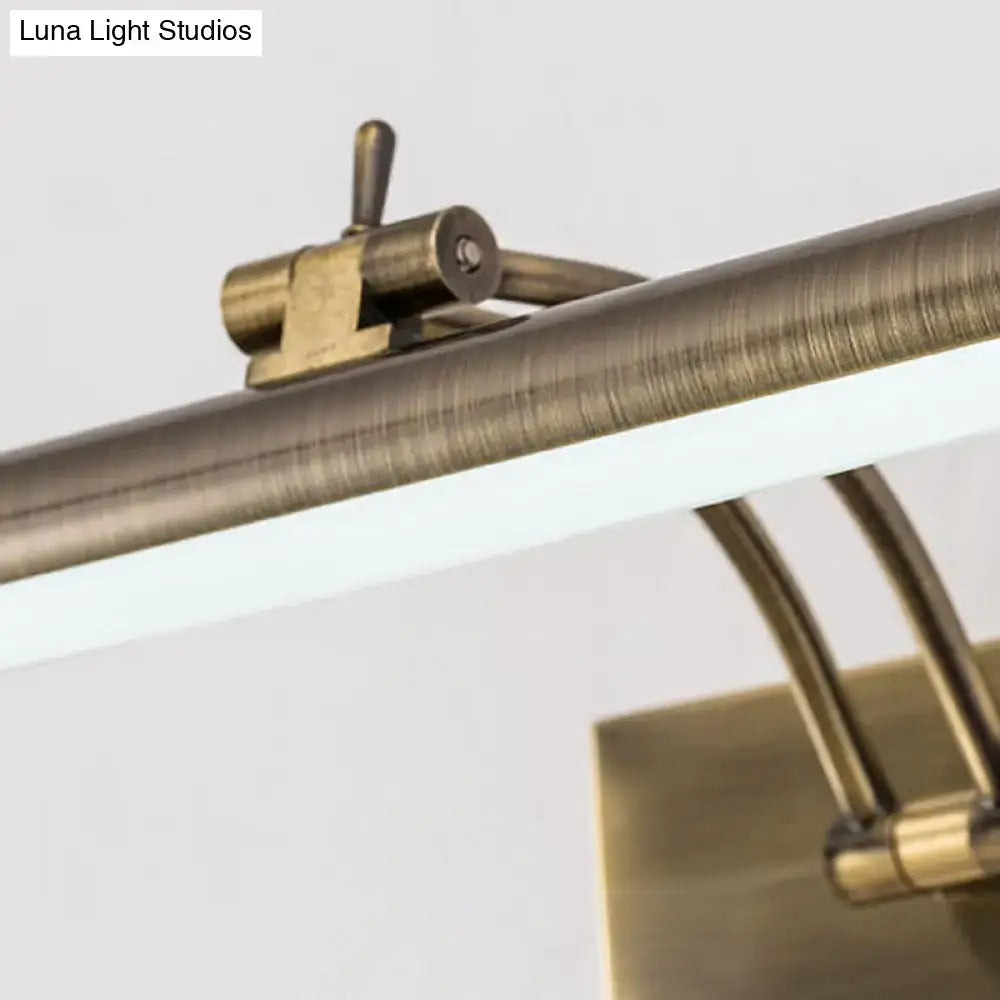 Modern brass gold finish wall lamp with adjustable tubular design and integrated led strip for bathroom vanity lighting