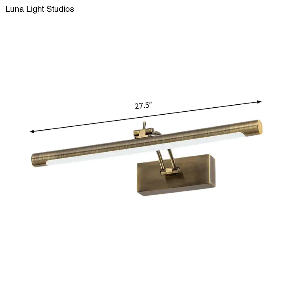 Brass gold finish wall lamp with sleek elongated rectangular design and integrated led for bathroom vanity lighting