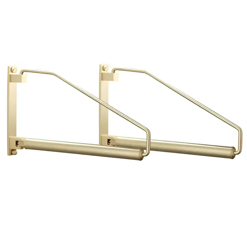 Gold-colored metal closet rod brackets with a sleek minimalist design for decorbites brass gold wall clothing rack