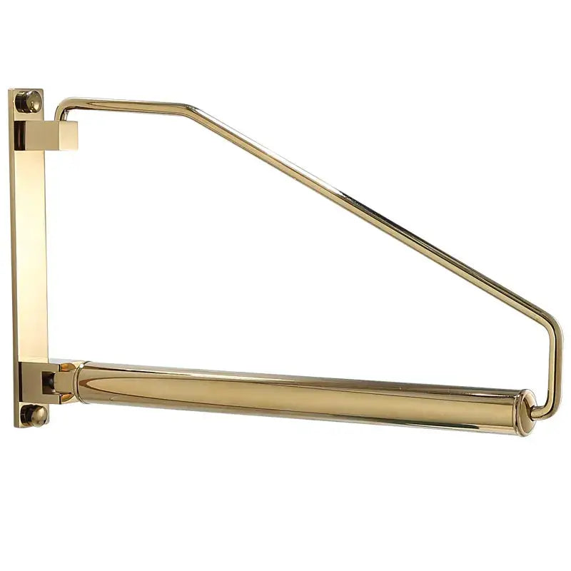 Modern brass gold wall clothing rack with brass-finished polished metal and sturdy rectangular mounting bracket by decorbites brass gold